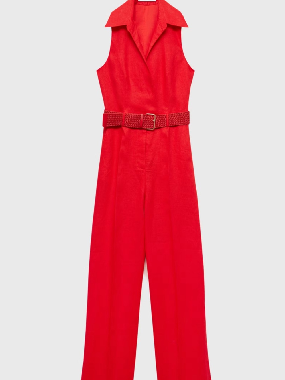Mango LINEN SHIRT JUMPSUIT WITH BELT - Picture 8 of 9